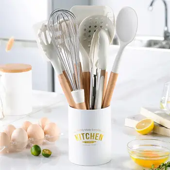 

1PCS Silicone Utensil Heat-resistant Wood handle Non-stick Cooking Utensil Kitchen Utensil Kitchen Cookware Tools for Home