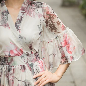 

Summer Dress 2020 Women Long Floral Chiffon Dress Beach Maxi Dresses for Women Boho V Neck Woman Clothes Vestidos 09187