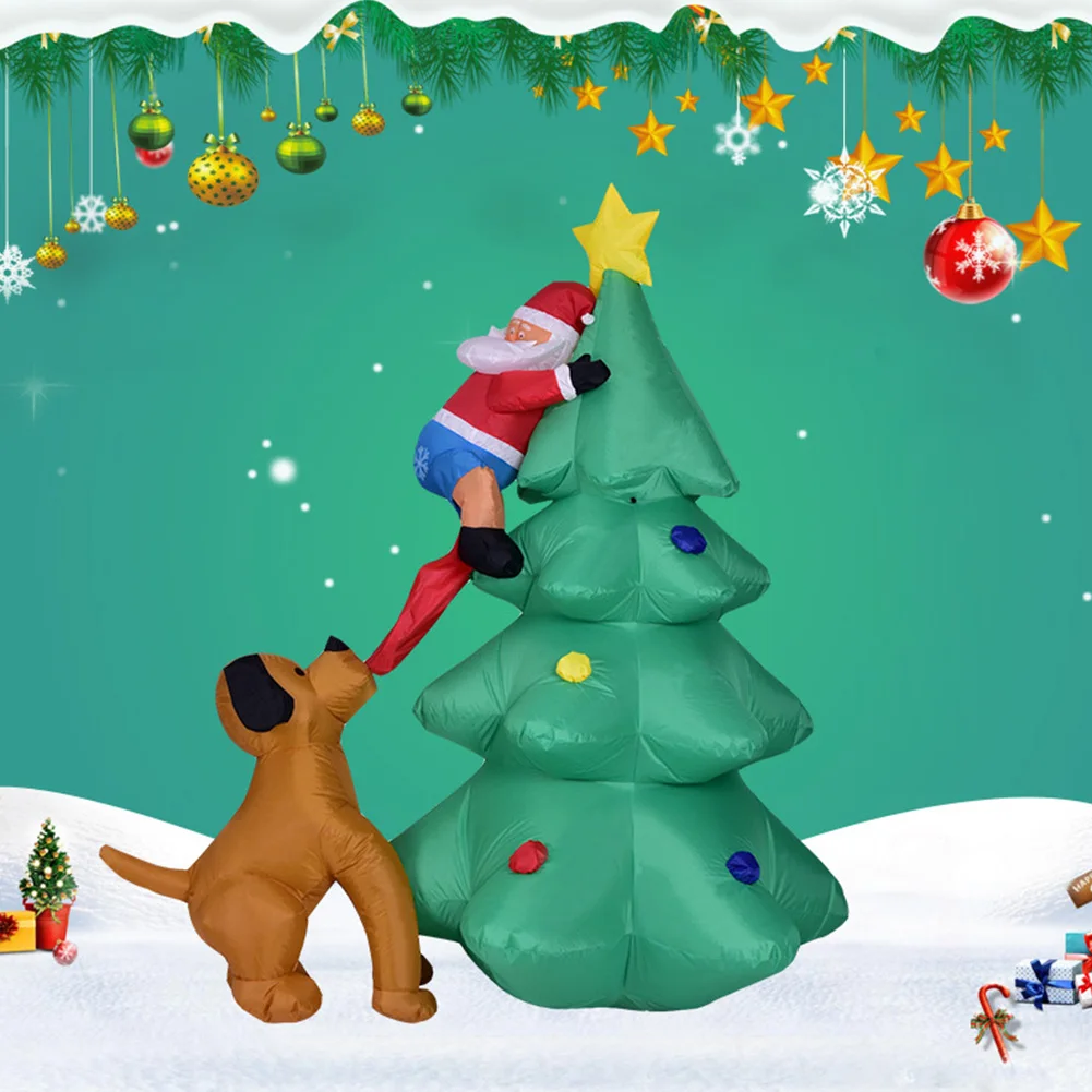 

Christmas Light Festival Dog Bit Party Led Ornament Inflatable Model Night Santa Claus Climbing Tree Large Home Decor Cartoon