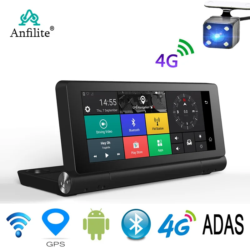 Автомобильный видеорегистратор Anfilite, 7 дюймов, 4G, gps, Android, навигация, ADAS, Full HD, 1080 P, видеорегистратор, Dashcam, Bluetooth, wifi, автомобильный детектор