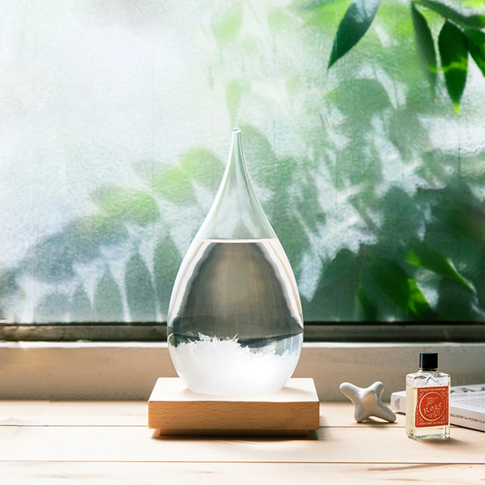 Настольная капелька штормовая стеклянная бутылка, предсказатель погоды, монитор, барометр с деревянной основой для домашнего декора