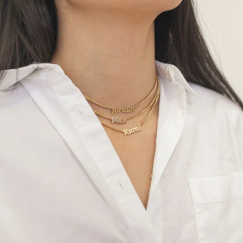 Custom Name Necklace with Bold Curb 