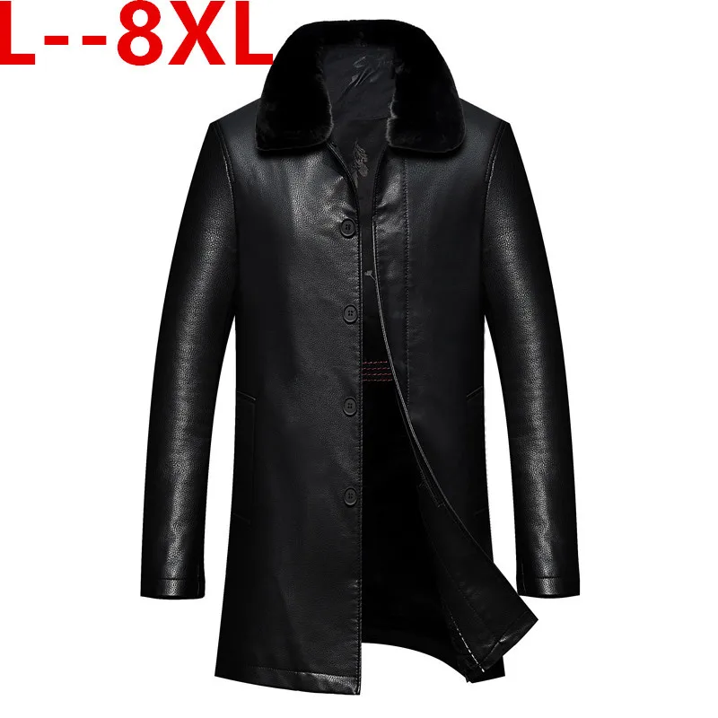 Большая брендовая Зимняя Толстая кожаная одежда 8XL 6XL 5XL 4XL повседневная
