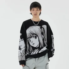 Long Sleeve Japanese Style Kawaii Cute Cartoon Hiphop Oversized Streetwear Men Sweaters Winter Clothes Mens 2021 Pullover Top