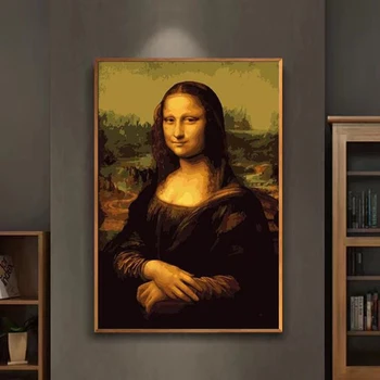 

Da Vinci Mona Lisa beauty Digital Diy oil painting by numbers wall decor on canvas paint coloring number drawing picture