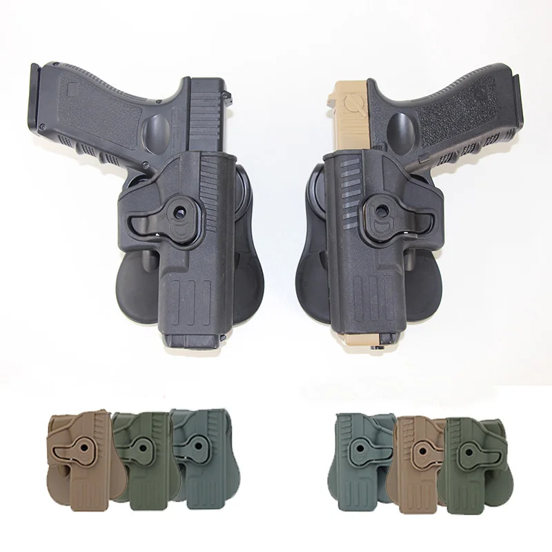 

Tactical Belt Gun Holster Left Right Hand Gun Case Waist Paddle Belt Loop Airsoft Pistol Holster for IMI Glock 17 19 Tan Green