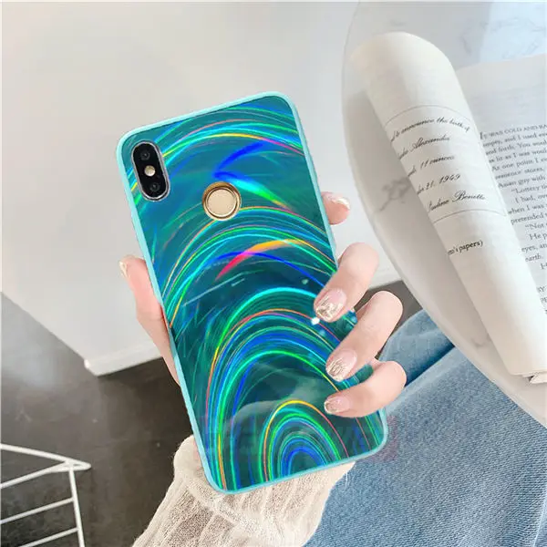 Радуга блестящий чехол с зеркалом для huawei Y5 Y6 Y7 Y9 P Smart плюс P20 P30 плюс силиконовый чехол для Honor 8A 8S 8X 10i Lite 7C - Цвет: Зеленый