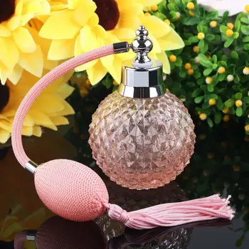 

Vintage Crystal Perfume Bottle Pink Long Spray Atomizer Refillable Glass 100ml