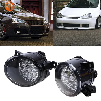 

POSSBAY 9LED Car Fog Light LED Daytime Running Lights for 2004-2010 VW Jetta / Bora / Golf Mk5 Front Lower Bumper Foglamps