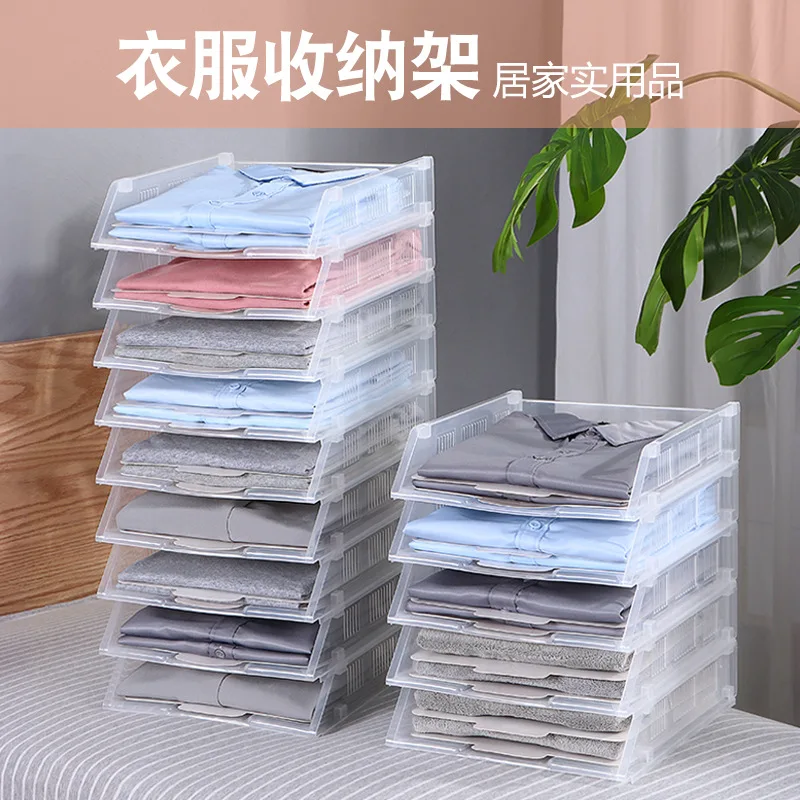 

Wardrobe Stack Organizing Shirt Clothes Useful Product T-shirt Storage PP Material Smoke for Guangdong Province Lazy dressbook S