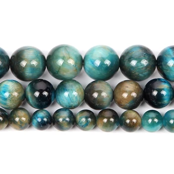

6-12mm Natural Stone Bead Smooth Round Blue Tiger Eye Stone Loose Beads For Jewelry Making DIY Charm Bracelet Necklace Handmade