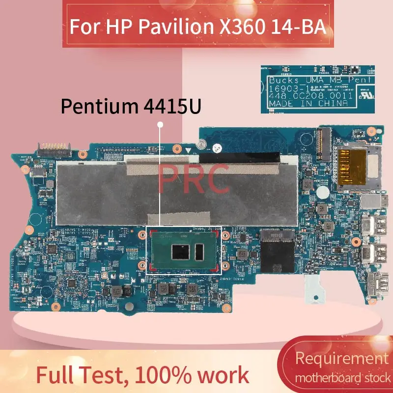 923691-601 923691-501 для HP Pavilion X360 14-BA Pentium 4415U материнская плата ноутбука 16872-1 448.0c208.0011 SR348