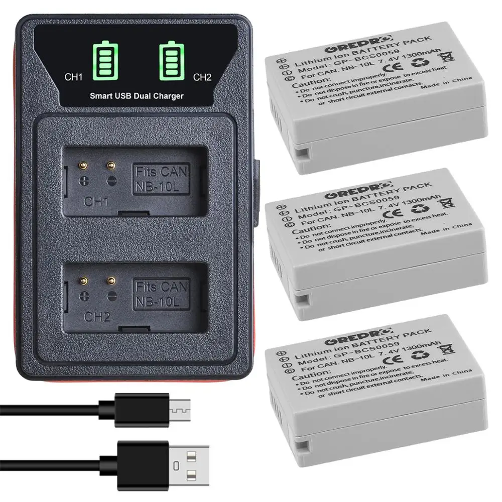 best lighting for photography 1300mAh NB-10L NB10L Battery + NB 10L Battery Charger with USB and Type C Port for Canon G1X G15 G16 SX40HS SX50HS SX60HS SX40 usb charger camera Camera & Photo Accessories