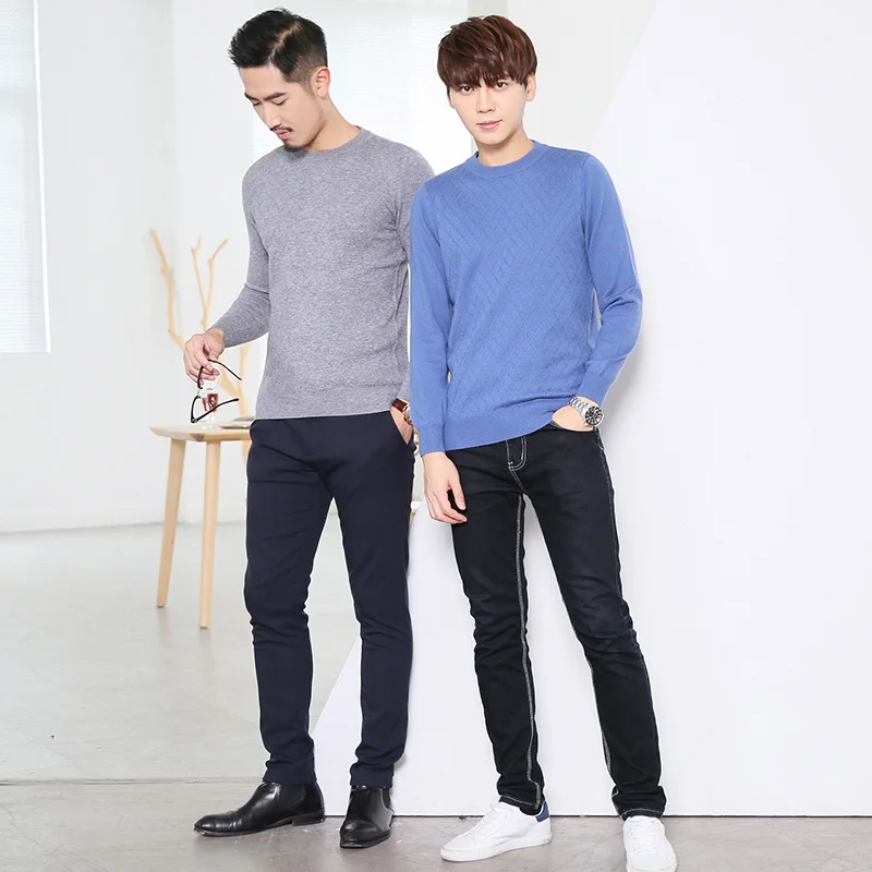 Sparsil Men 100% Cashmere Sweater O-Neck Geometric Pattern Warm Pullovers Full Sleeve Solid Color Jumpers Boys Sparsil Men 100% Cashmere Sweater O-Neck Geometric Pattern Warm Pullovers Full Sleeve Solid Color Jumpers Boys
