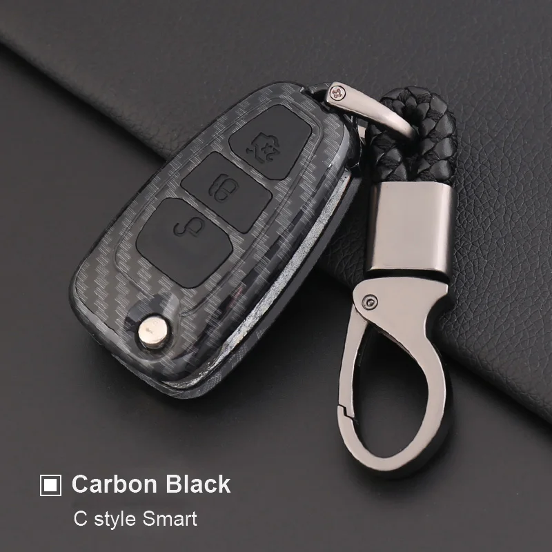 jingyuqin 10x Carbon + Silicone Key case For Ford Focus 2 3 MK3 ST RS Ecosport Fuga Escape Fiesta Fold Fey 3BTN Car Key Cover
