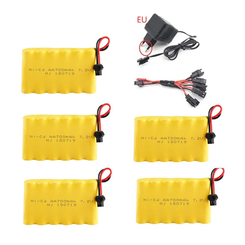 7.2V 700Mah Battery Charger Set Per Rc Serbatoio Auto Giocattolo Treno Barca Robot Pistola Aa Nicd Batteria 700Mah 7.2V Batteria Ricaricabile
