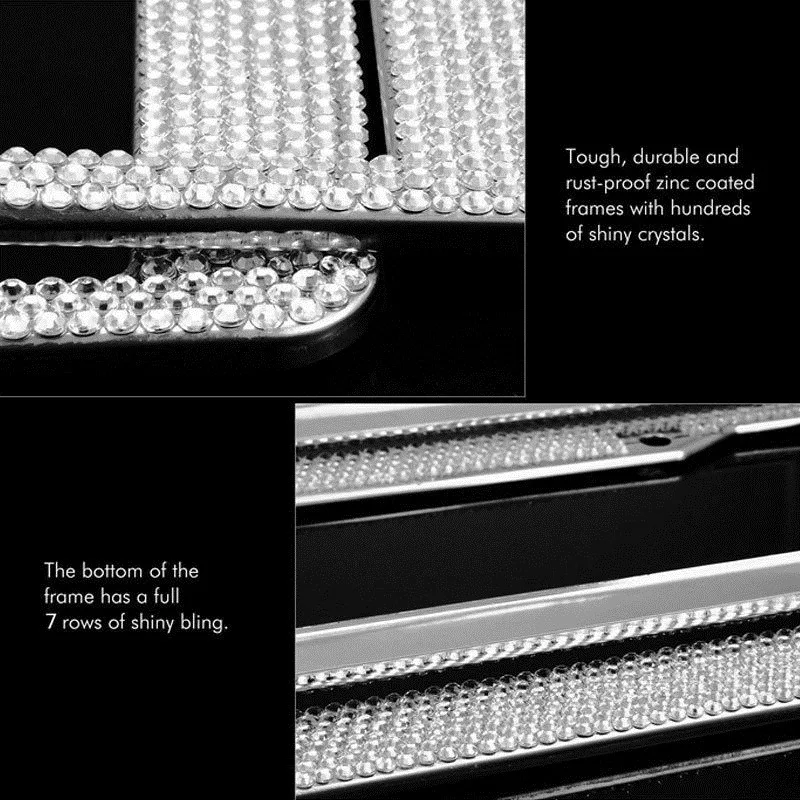 2 шт./компл. рифленая нержавеющая сталь Bling автомобильный держатель номерного знака с блестками с отделкой кристаллами, стразами