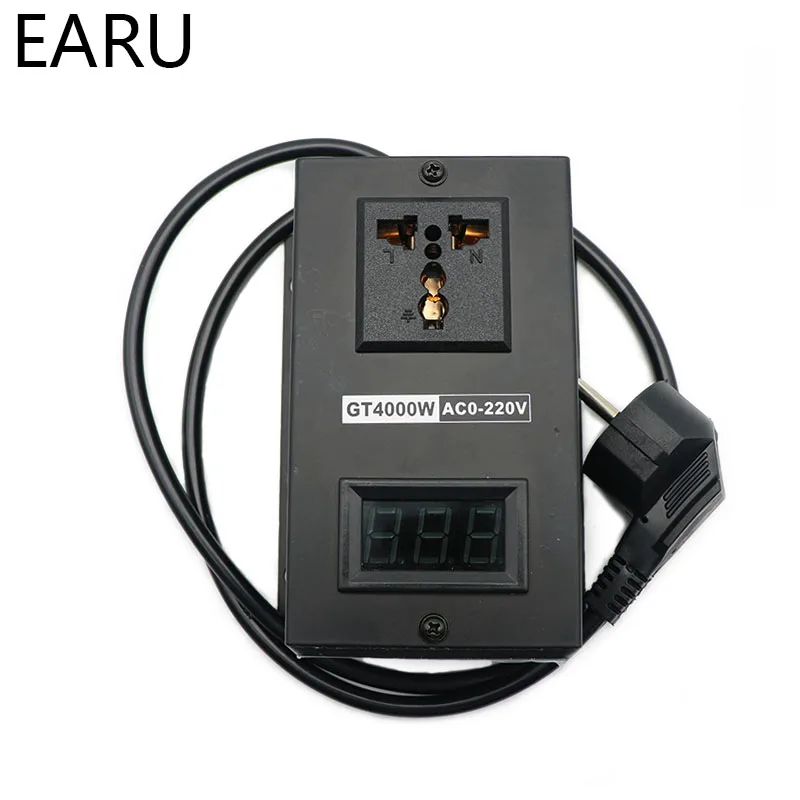 EU Plug AC 0-220V 4000W SCR Electronic Power Voltage Regulator Temperature Fan Motor Speed Controller Dimming Dimmer Thermostat |
