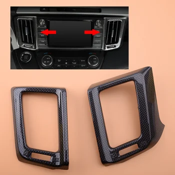 

Carbon Fiber Black 2Pcs Front Air Vent Outlet Cover Trim ABS Fit for Toyota RAV4 2013 2014 2015 2016 2017 2018