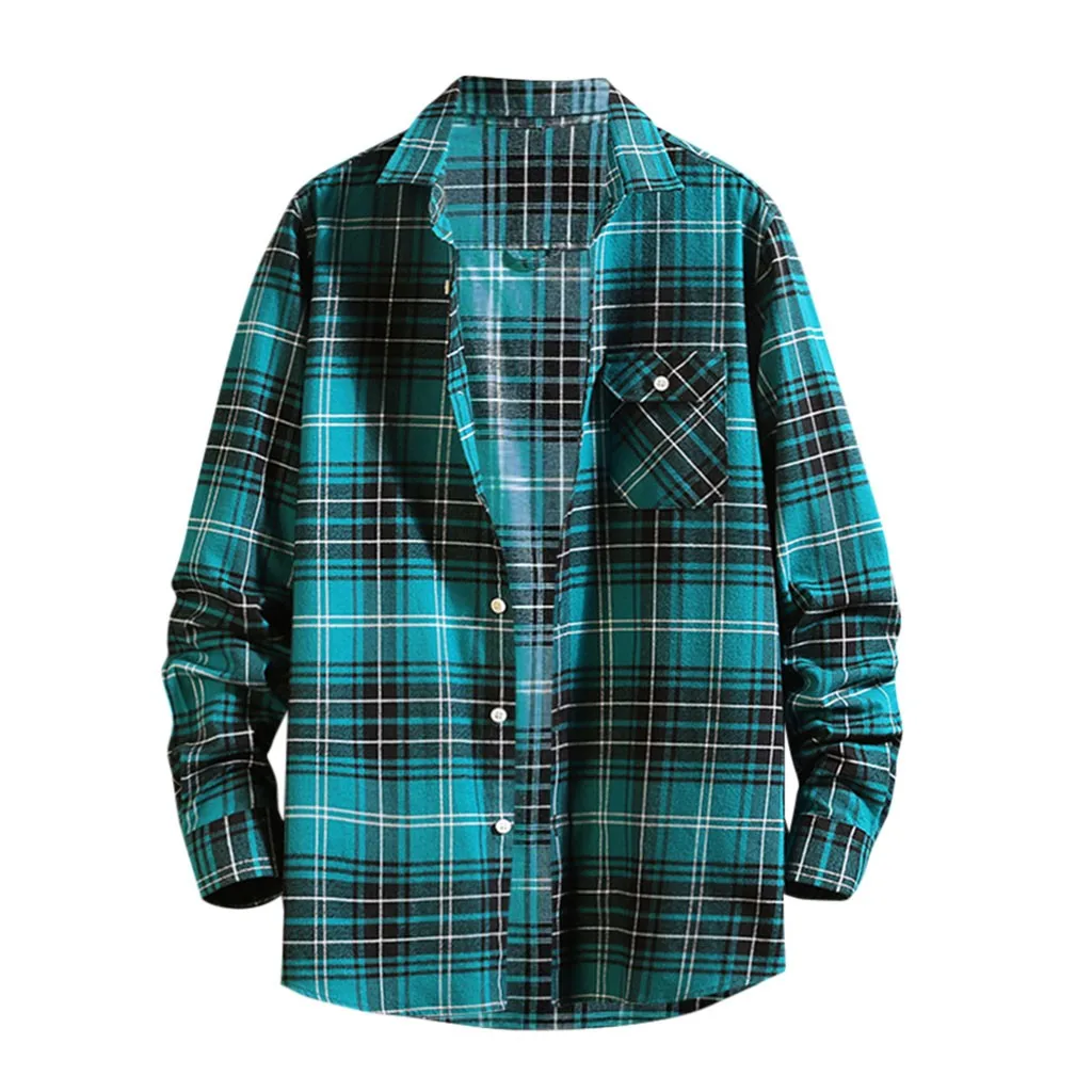 Feitong camisa masculina рубашка Мужская Стиль Повседневная рубашка с отложным воротником с длинными рукавами клетчатая рубашка красные Топы