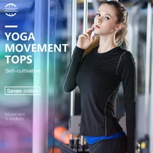 Hot Women Fitness Tight Yoga Tshirt Female Quick Dry Fit Training Sport Running Sportswear Long Sleeve Gym Yoga Shirt XXL