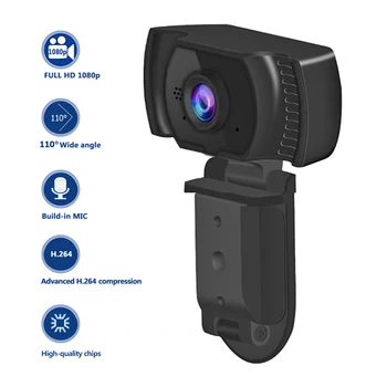 

1080P HD Webcam Widescreen USB Computer Camera 110 Degree Rotatable Webcam With MIC for Live Broadcast Video Conference Work