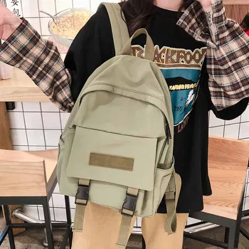 

HOCODO Backpack Women Solid Color School Bag For Teenage Girl Multi-Pocket Women Backpack Casual Canvas Travel Shoulder Bag Book