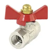 1/" PT x 1/4" PT Женский красный Т-образная ручка полный порт шаровой клапан