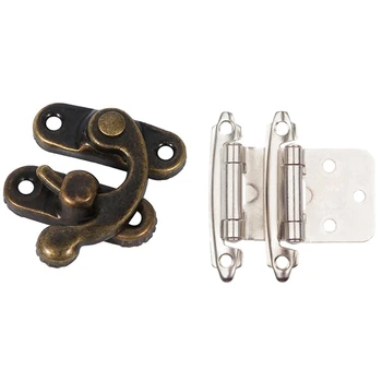 

15 Pair (30 Units)Overlay Cabinet Hinge & 100PCS Wooden Box Leather Bag Latch Clasps Lock Padlock Hasp with Screws