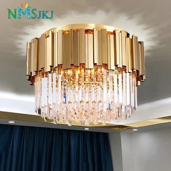 

Luxury Modern Round LED Crystal Lamp Bedroom Hotel Living Room Furniture Lighting Fixtures