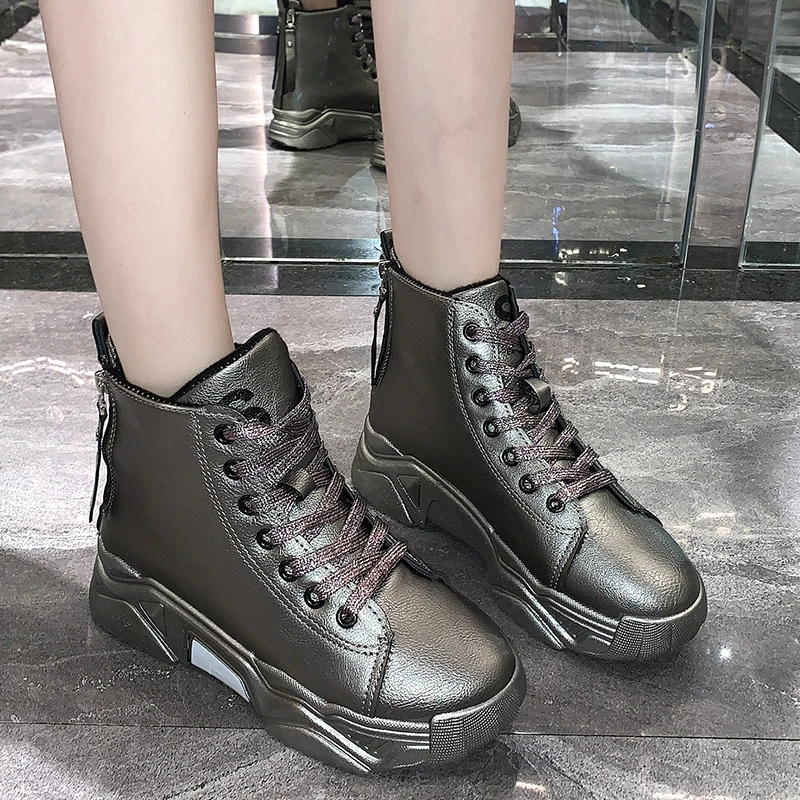 

Buckle Winter Plus Velvet Motorcycle Boots Women British Style Ankle Boots Gothic Punk Low Heel Warm Snown Boot Women Shoes