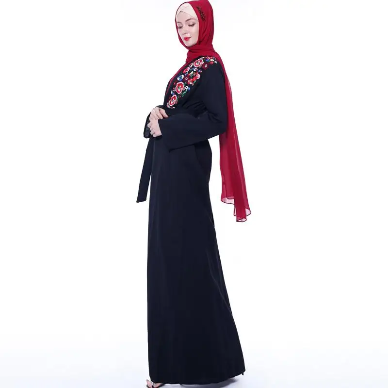 Дубай открытое кимоно абайя jilbaw мусульманское женское длинное платье макси вышивка Кафтан Исламская одежда арабский кардиган длинный рукав халат