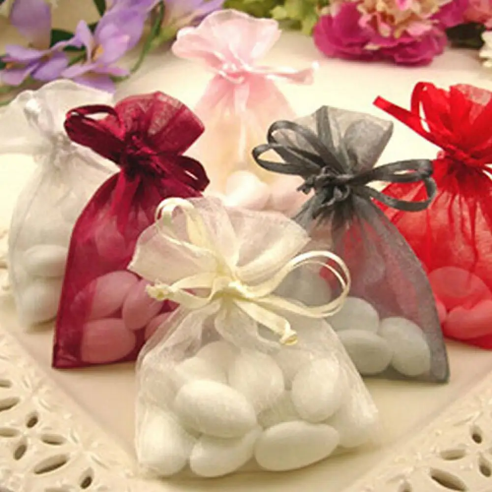 Mini Organza Jewelry Gifts Drawable Box Wedding Gift Candy Pouch Bag 50Pcs 