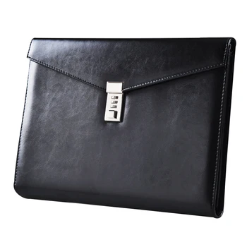 

A4 Cards Bag Pen Holder PU Leather With Password Lock Document File Folder Business Trip Office Fashion Executive Staff Portable