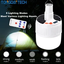 TONGDAYTECH 100 Вт Солнечная лампа, портативный USB Перезаряжаемый Солнечный светодиодный светильник, 5 режимов, Солнечная лампа, уличный светильник, Прямая поставка