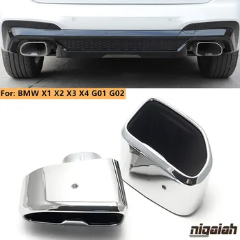 

2pcs X3 G01 Car Exhaust Pipe Muffler Tip 304 Stainless Steel for BMW X1 X2 X3 X4 G02 2018 2019 G01 Original Muffler Tip Tailpipe