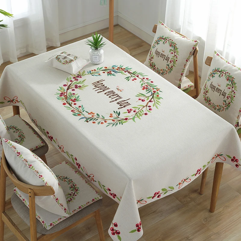 Christmas Tablecloth Nordic Simple Cotton and Linen Table Cloth Rectangular Waterproof and Oil-proo
