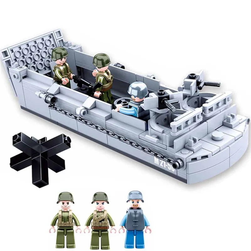 Sluban Ww2 Us Military Higgins Landing Craft Army Ship Warship Boat Building Blocks Kit Mattoni Modello Classico Giocattoli Per Bambini Regalo Per Rag