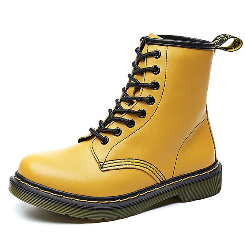 10 стилей, ботинки M-ten ботинки черного цвета с 8 отверстиями мотоботы в британском стиле женская обувь модные ботинки Дамская обувь, Размеры 35-42 женские ботинки - Цвет: Yellow