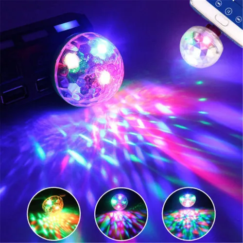미니 USB LED 자동차 분위기 조명 RGB 무대 조명 효과 음악 사운드 제어 볼 조명 DJ 디스코 바 클럽 가족 파티 장식 Lightning Type-C Micro USB Android IOS 휴대 전화 플러그 다채로운 디스코 조명 5