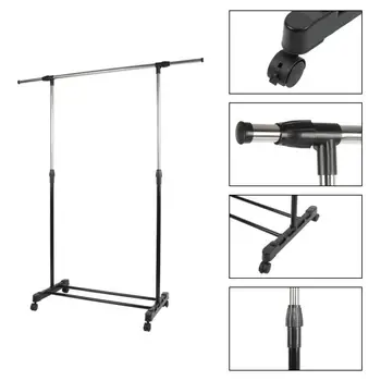 

Cloth Organizer Display Clothes Rack Adjustable Coat Garment Hanging Dry Rolling On Wheels Shoes Rack Heavy-Duty Rack Storage