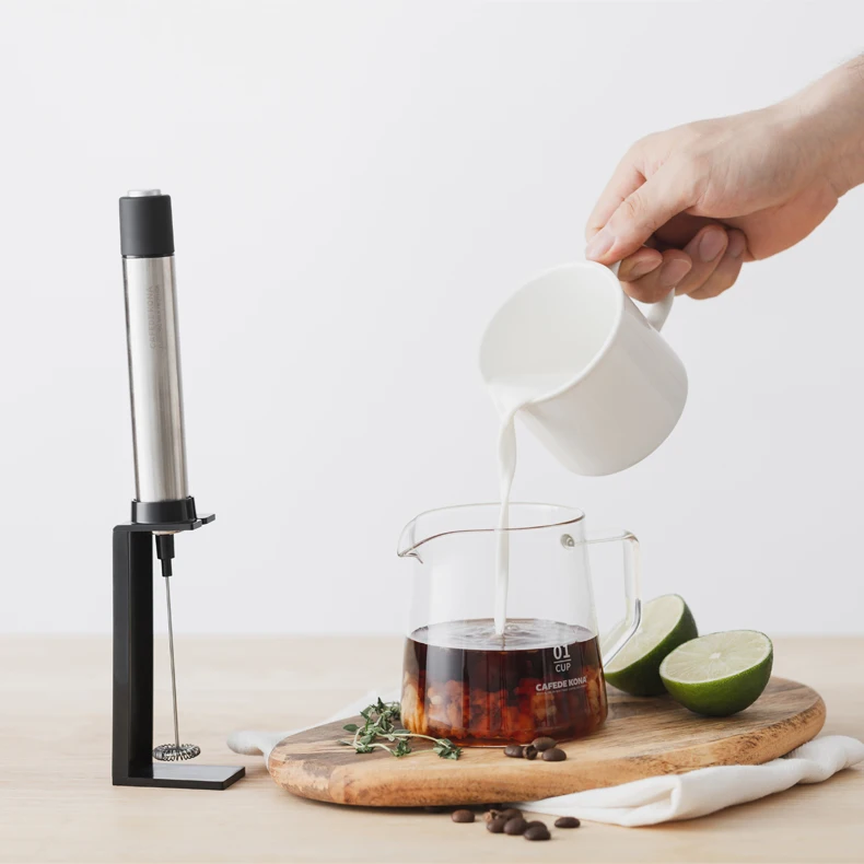 CAFEDE KONA мощный Электрический вспениватель молока из нержавеющей стали ручной вспениватель молока кухонный смеситель для капучино кофе взбиватель яиц