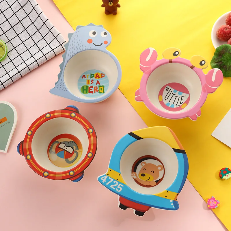 

Children Cartoon Lovely Tableware Bamboo Fiber Safe Environmental Protection Material Baby Rice Bowl Cartoon Color Printing Bowl