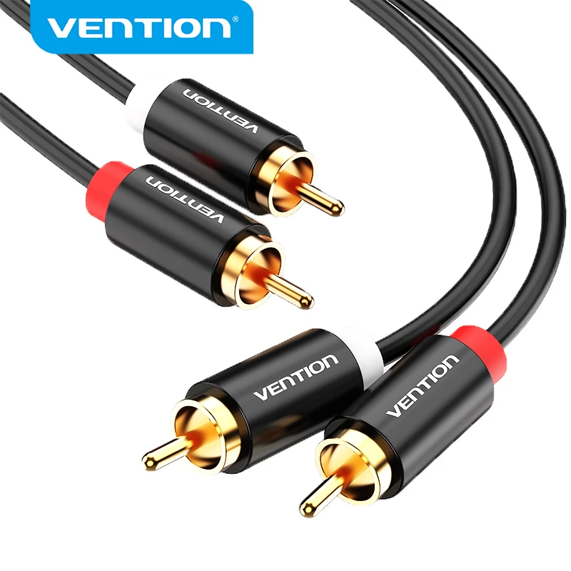 Vention Cable de Audio 2RCA a chapado en oro, Cable auxiliar macho a macho 1m y 2m para amplificador de TV, altavoz cine en casa, RCA| | - AliExpress