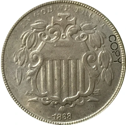 США 1866-1883 монета с гербом копии монет - Color: 1868