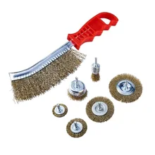 7 шт. сверхмощная проволочная щетка набор колесных чашек Плоская Металлическая очистка ржавчины шлифовальный сверлильный стержень плоский диаметр: 38 мм 50 мм 65 мм 75 мм комплект