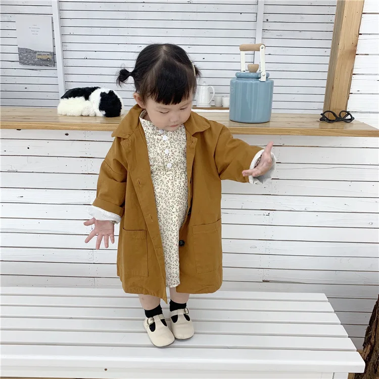 

2019 Korean Style Girls Boys Trench Coat Autumn Kids Clothes Baby Jacket 1-7 Years