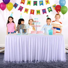 Горячая Распродажа, юбка-пачка для стола, вечерние скатерти, украшения для детского душа, одноцветные, для банкета, свадьбы, дня рождения