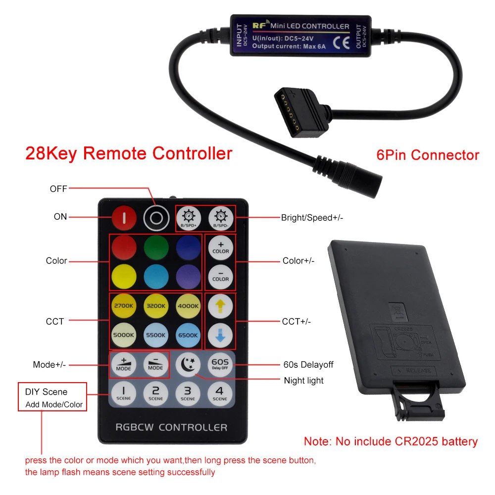 Светодиодная лента RGBCCT RGB + теплый белый холодный 5 цветов м пульт дистанционного