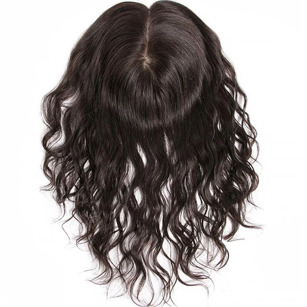 BYMC 13*14 см кружева с шелковой основой замена системы человеческих волос парик для женщин свободная волна с клипсами крышка белые волосы